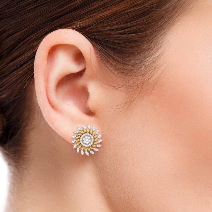 1.00 ct Natural Diamond Earrings 14k Yellow Gold - Image 2