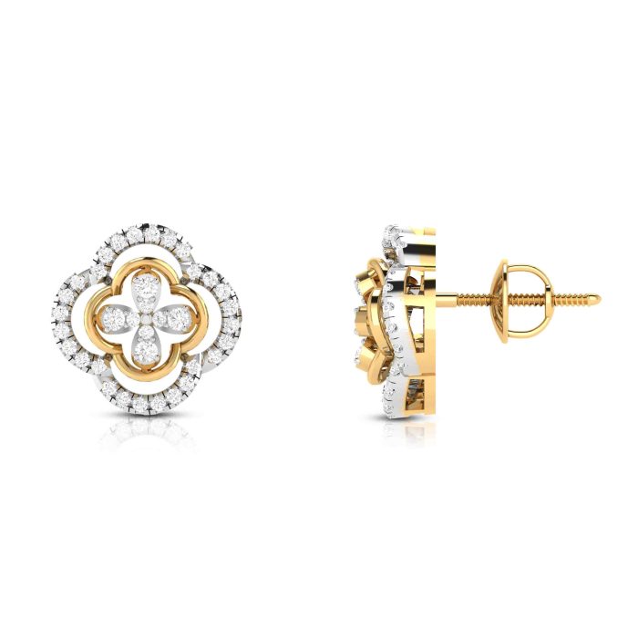 0.75 ct Natural  Diamond Earrings 14k Yellow Gold - Image 6
