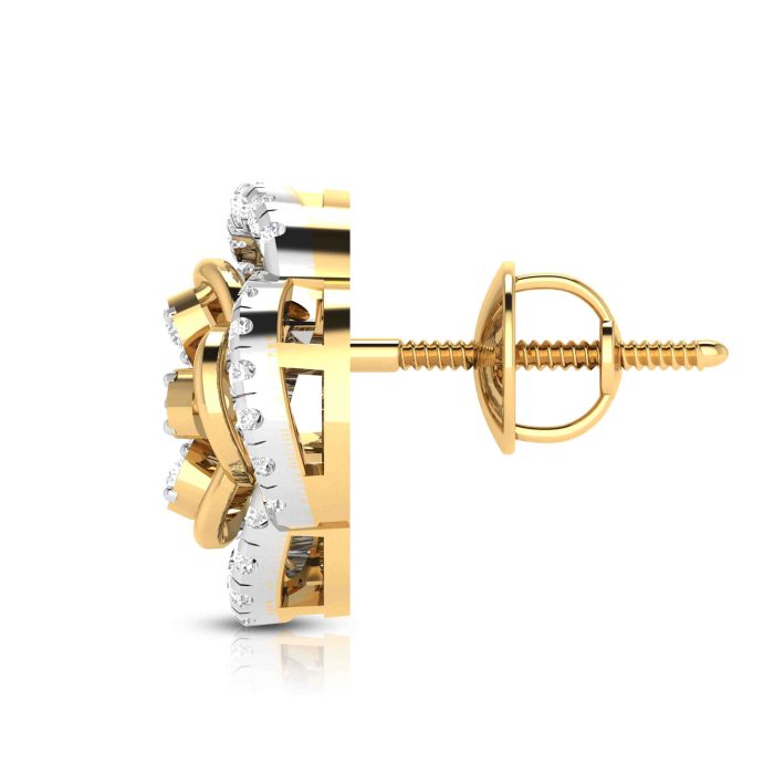 0.75 ct Natural  Diamond Earrings 14k Yellow Gold - Image 7