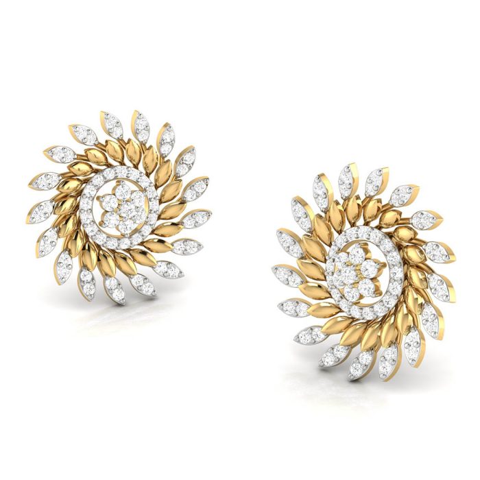 1.00 ct Natural Diamond Earrings 14k Yellow Gold - Image 3