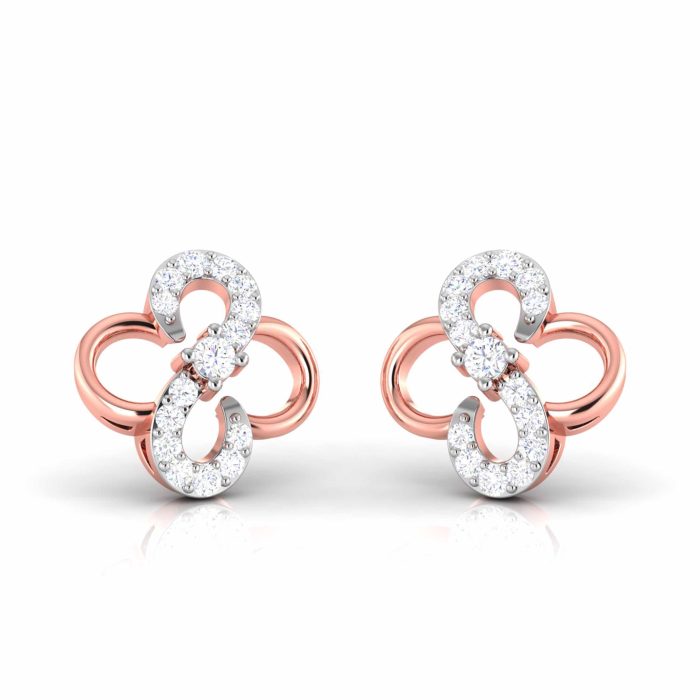 0.14 ct Natural Diamond Earrings 14k Yellow, Rose, White Gold - Image 4