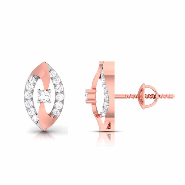 0.14 ct Natural Diamond Earrings 14k Yellow, Rose, White Gold - Image 5