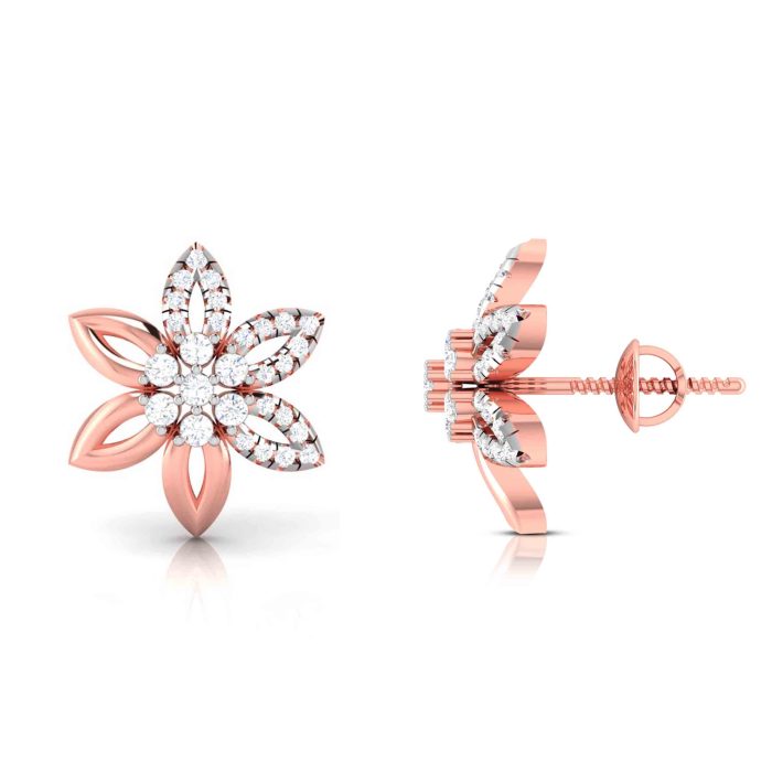 0.21 ct Natural Diamond Earrings 14k Yellow, Rose White Gold - Image 5