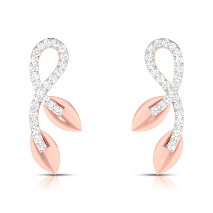 0.12 ct Natural Diamond Earrings 14k Yellow, Rose White Gold - Image 3