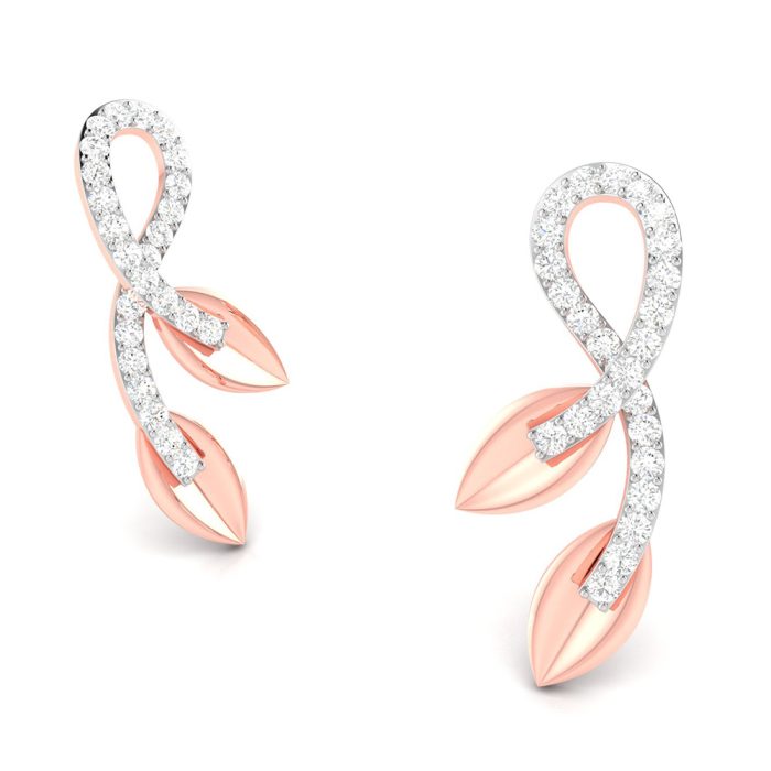 0.12 ct Natural Diamond Earrings 14k Yellow, Rose White Gold - Image 4