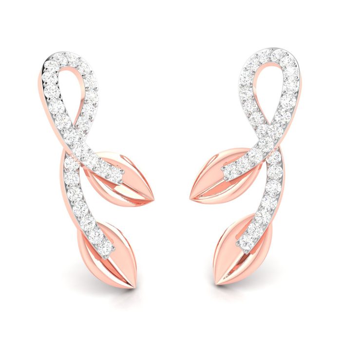 0.12 ct Natural Diamond Earrings 14k Yellow, Rose White Gold - Image 5