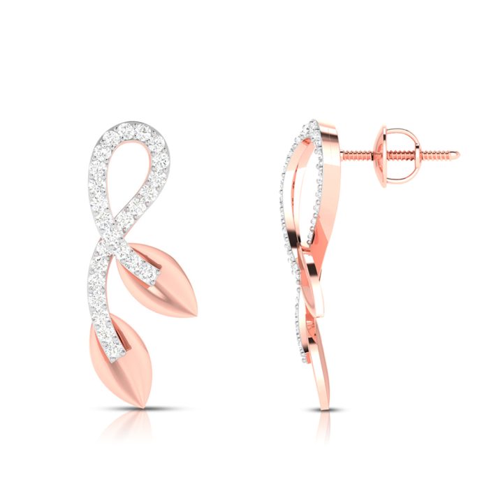 0.12 ct Natural Diamond Earrings 14k Yellow, Rose White Gold - Image 6