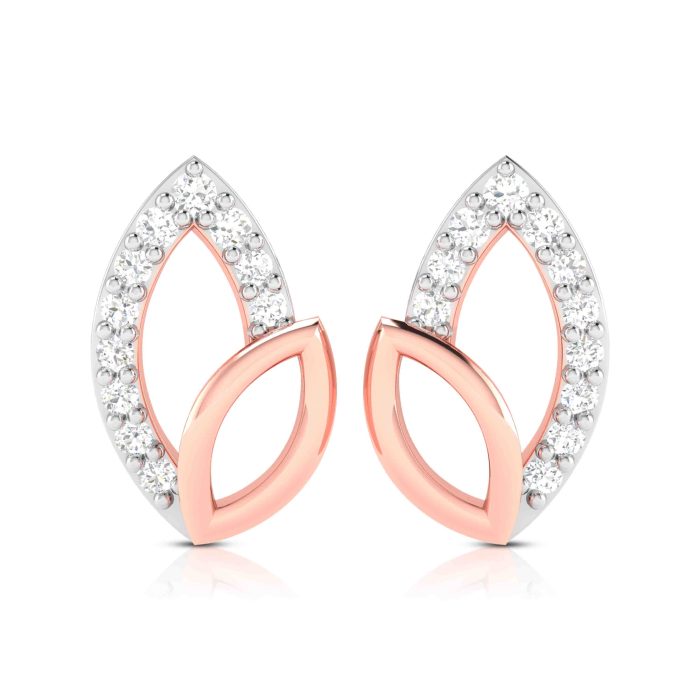 0.10 ct Natural Diamond Earrings 14k Yellow, Rose White Gold - Image 3