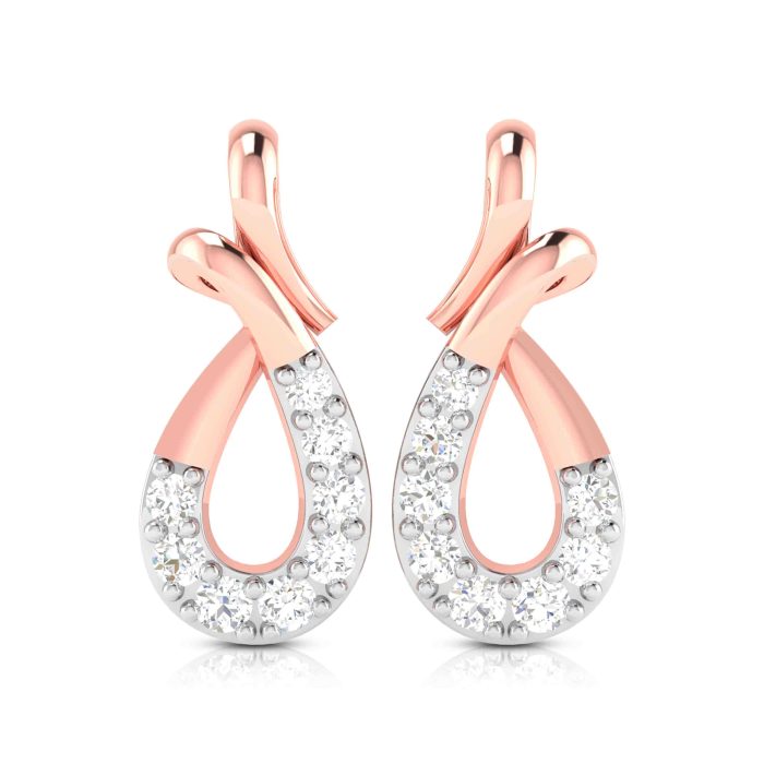 0.14 ct Natural Diamond Earrings 14k Yellow, Rose White Gold - Image 2