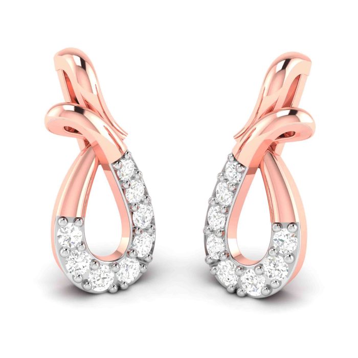 0.14 ct Natural Diamond Earrings 14k Yellow, Rose White Gold - Image 3