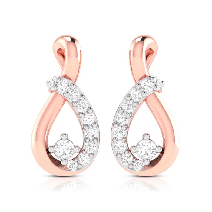 0.10 ct Natural Diamond Earrings 14k Yellow, Rose White Gold - Image 2