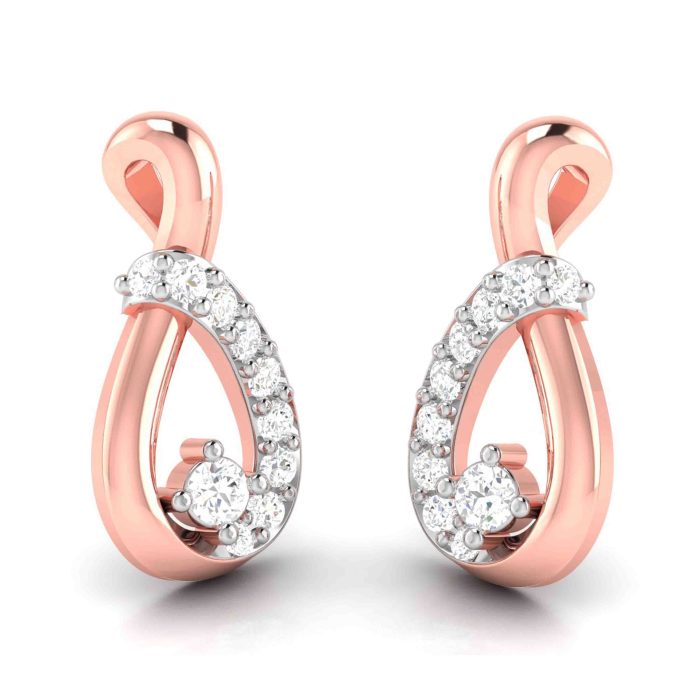 0.10 ct Natural Diamond Earrings 14k Yellow, Rose White Gold - Image 3