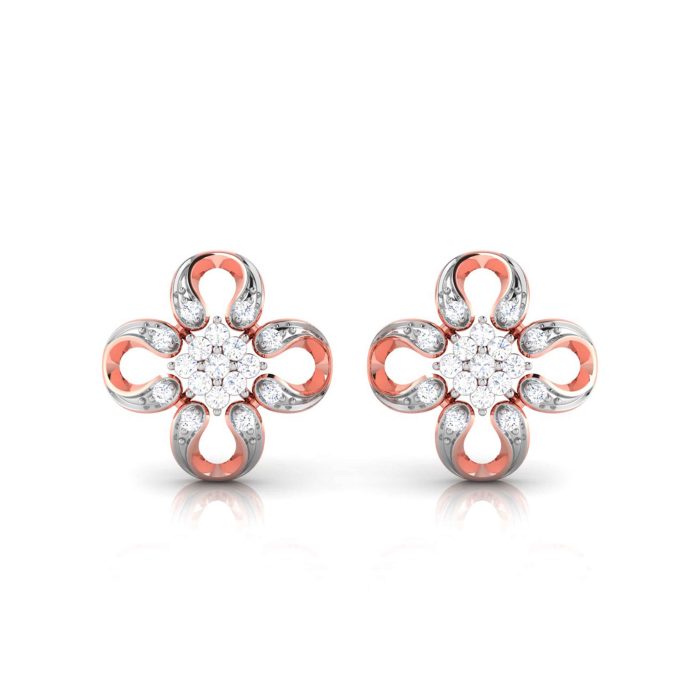 0.21 ct Natural Diamond Earrings 14k Yellow Rose White Gold - Image 1