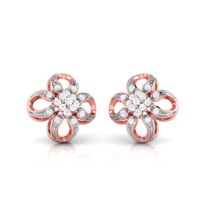 0.21 ct Natural Diamond Earrings 14k Yellow Rose White Gold - Image 9