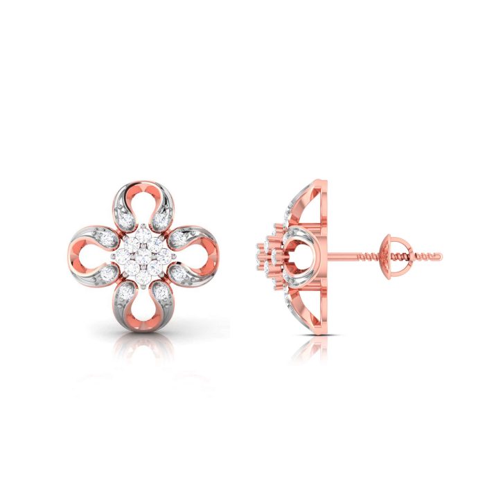 0.21 ct Natural Diamond Earrings 14k Yellow Rose White Gold - Image 10