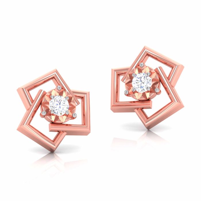 0.09 ct Natural Diamond Earrings 14k Yellow, Rose White Gold - Image 9