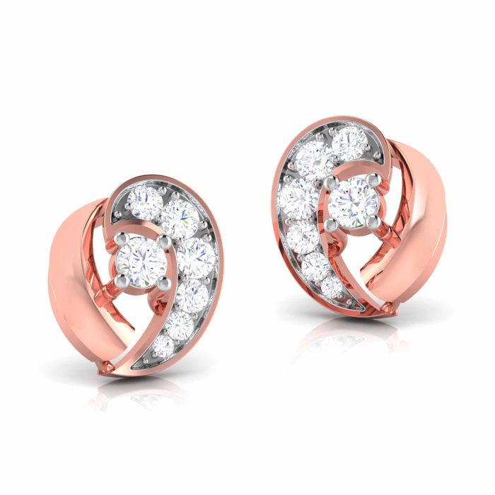 0.11 ct Natural Diamond Earrings 14k Yellow, Rose White Gold - Image 8