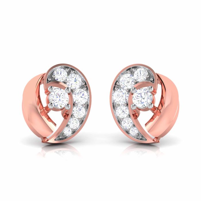 0.11 ct Natural Diamond Earrings 14k Yellow, Rose White Gold - Image 9