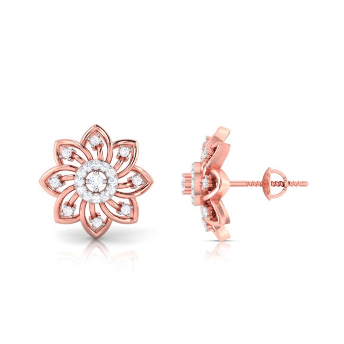 0.17 ct Natural Diamond Earrings 14k Yellow, Rose White Gold - Image 5