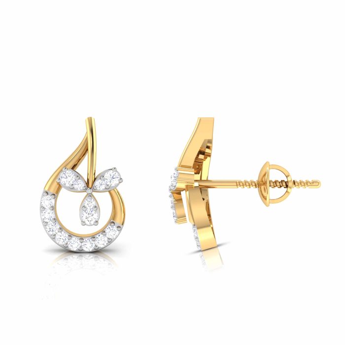 0.11 ct Natural Diamond Earrings 14k Yellow, Rose White Gold - Image 6