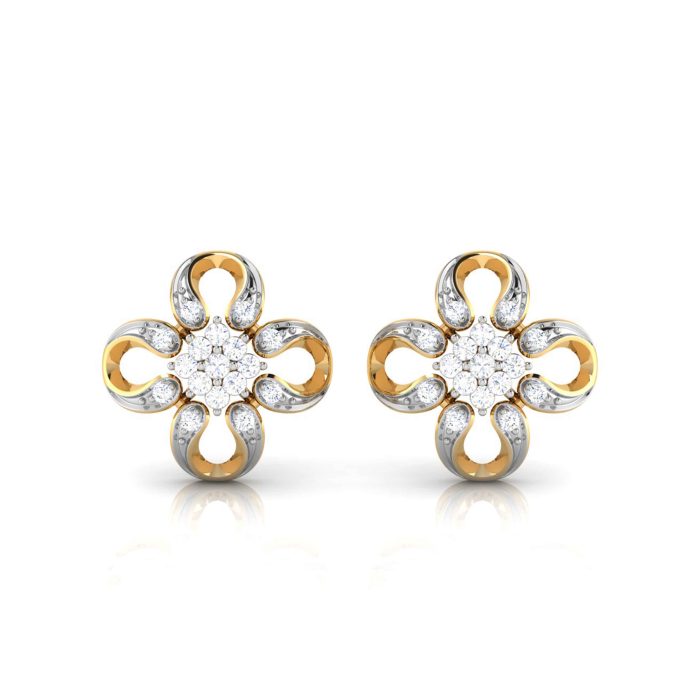 0.21 ct Natural Diamond Earrings 14k Yellow Rose White Gold - Image 2