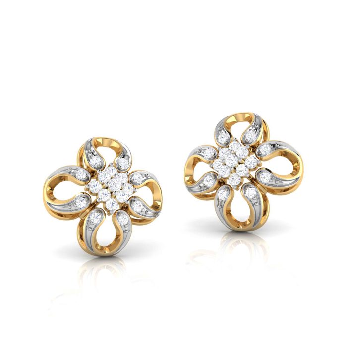 0.21 ct Natural Diamond Earrings 14k Yellow Rose White Gold - Image 3