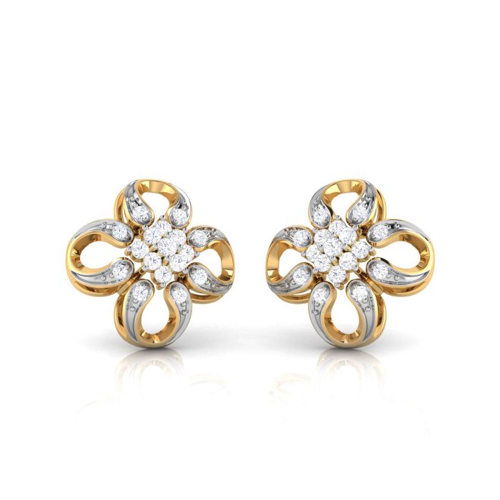 0.21 ct Natural Diamond Earrings 14k Yellow Rose White Gold - Image 4