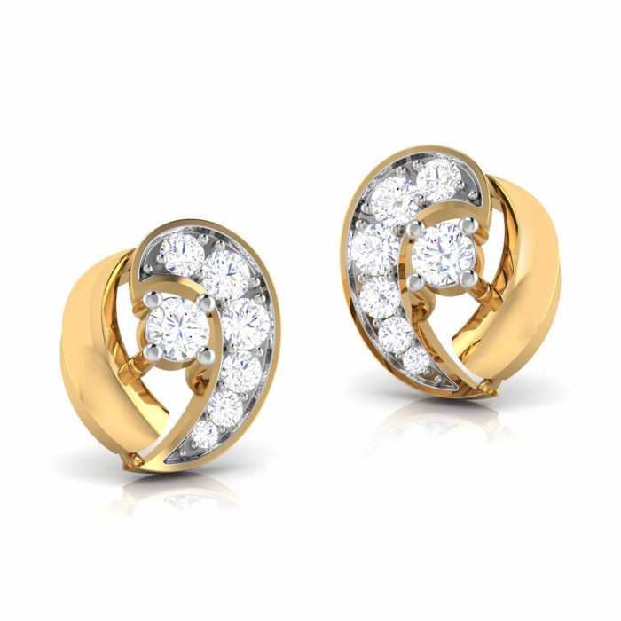 0.11 ct Natural Diamond Earrings 14k Yellow, Rose White Gold - Image 4