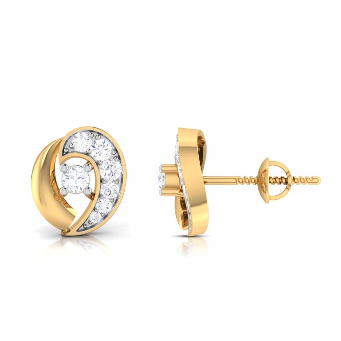 0.11 ct Natural Diamond Earrings 14k Yellow, Rose White Gold - Image 6