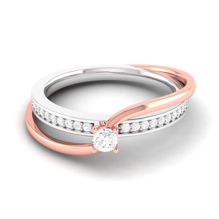 0.21 Ct Natural Diamond Engagement Wedding Solitaire Rings 14k Two Tone Gold - Image 2
