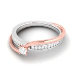 0.21 Ct Natural Diamond Engagement Wedding Solitaire Rings 14k Two Tone Gold - Image 3