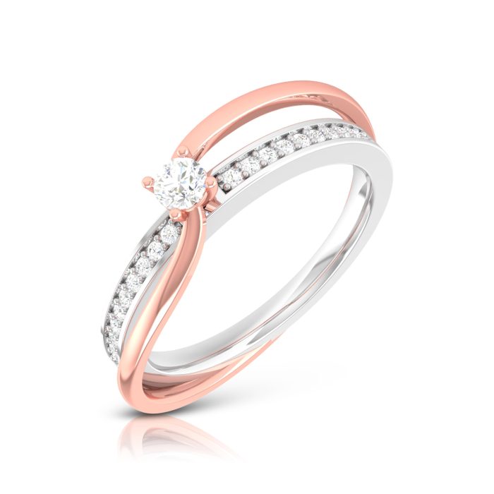 0.21 Ct Natural Diamond Engagement Wedding Solitaire Rings 14k Two Tone Gold - Image 1