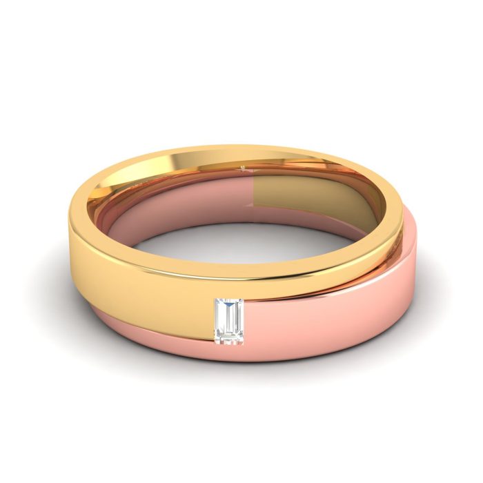 14k Two Tone Gold 0.06 ct Natural Diamond Engagement Wedding Bands - Image 8