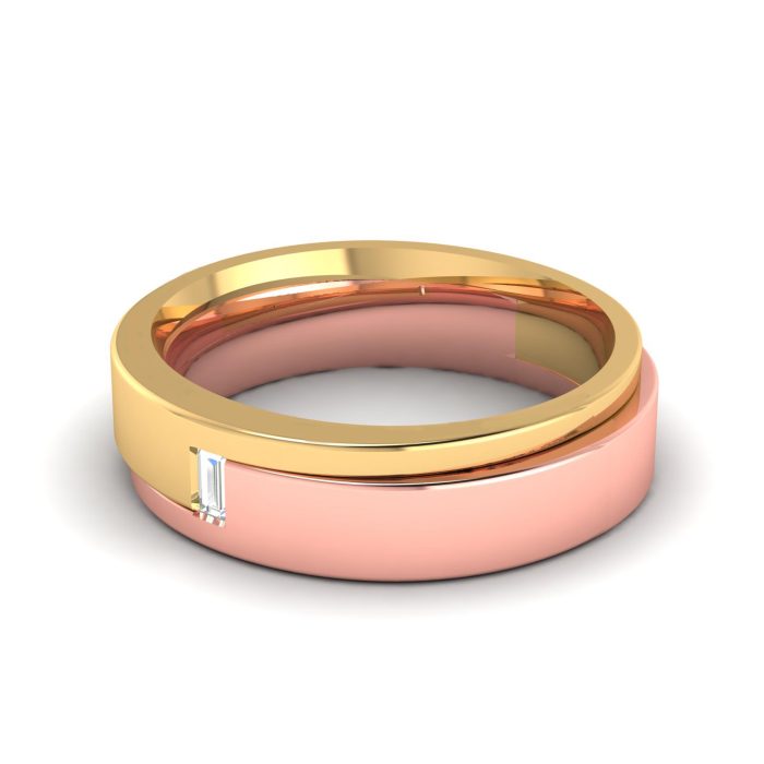 14k Two Tone Gold 0.06 ct Natural Diamond Engagement Wedding Bands - Image 9