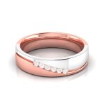 14k Two Tone Gold 0.08 ct Natural Diamond Engagement Wedding Bands - Image 4