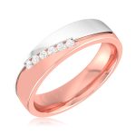14k Two Tone Gold 0.08 ct Natural Diamond Engagement Wedding Bands - Image 3