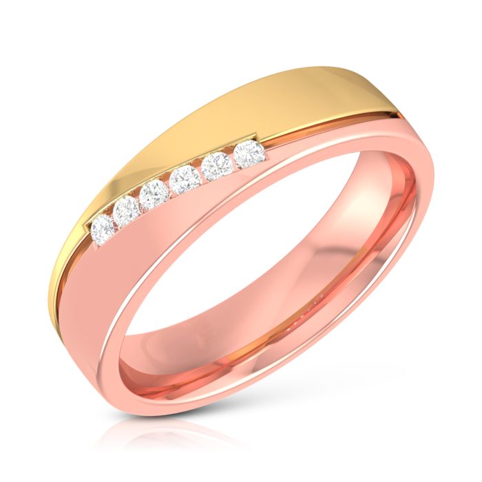 14k Two Tone Gold 0.08 ct Natural Diamond Engagement Wedding Bands - Image 2