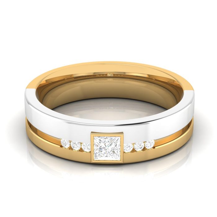 14k Two Tone Gold 0.21 Ct Natural Diamond Engagement Wedding Bands - Image 1