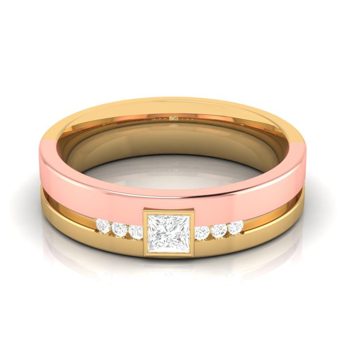 14k Two Tone Gold 0.21 Ct Natural Diamond Engagement Wedding Bands - Image 8