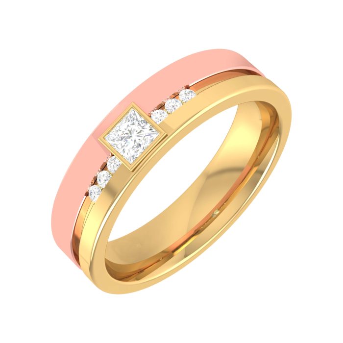 14k Two Tone Gold 0.21 Ct Natural Diamond Engagement Wedding Bands - Image 2