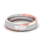 0.09 Ct Natural Diamond Engagement Wedding Band 14k Two Tone Gold