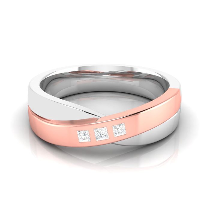 0.07 Ct Natural Diamond Engagement Wedding Band 14k Two Tone Gold - Image 1