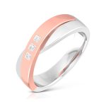 0.07 Ct Natural Diamond Engagement Wedding Band 14k Two Tone Gold - Image 4