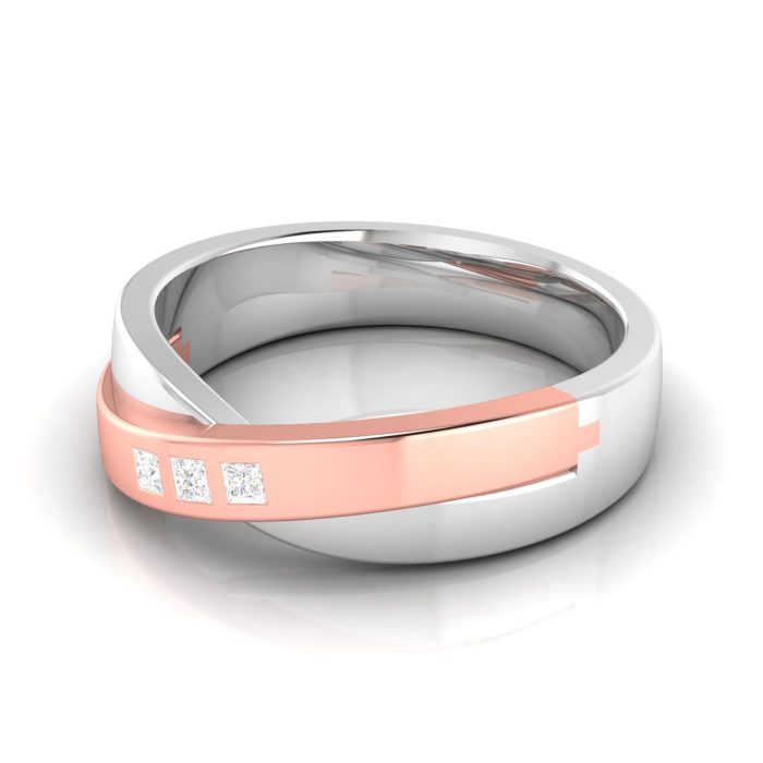 0.07 Ct Natural Diamond Engagement Wedding Band 14k Two Tone Gold - Image 5