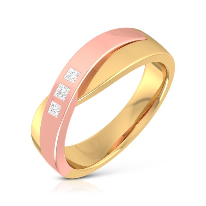 0.07 Ct Natural Diamond Engagement Wedding Band 14k Two Tone Gold - Image 2