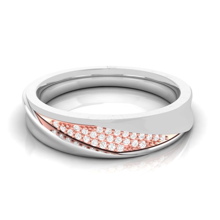 0.06 Ct Natural Diamond Engagement Wedding Band14k Two Tone Gold - Image 1