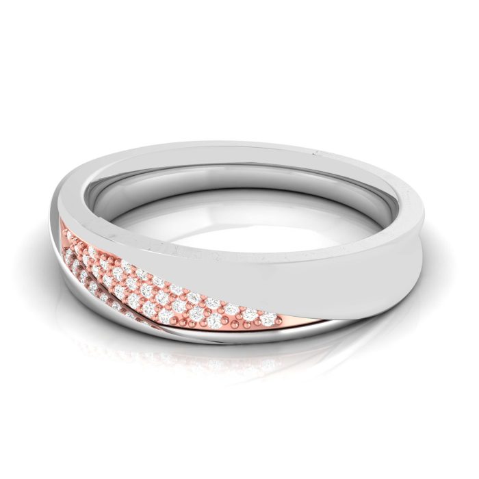 0.06 Ct Natural Diamond Engagement Wedding Band14k Two Tone Gold - Image 5