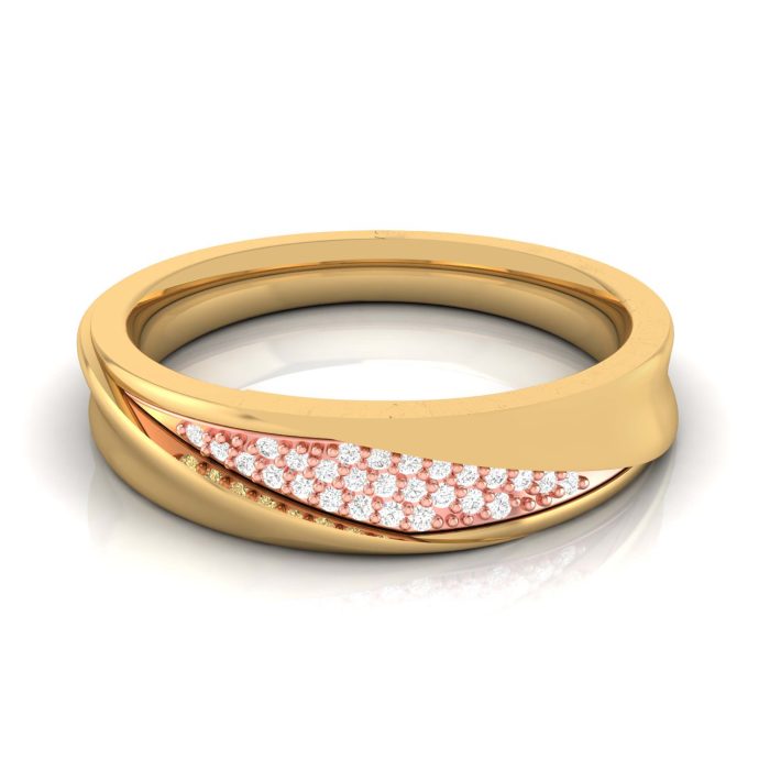 0.06 Ct Natural Diamond Engagement Wedding Band14k Two Tone Gold - Image 2