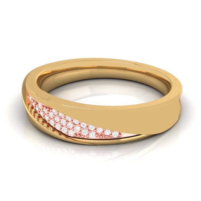 0.06 Ct Natural Diamond Engagement Wedding Band14k Two Tone Gold - Image 3