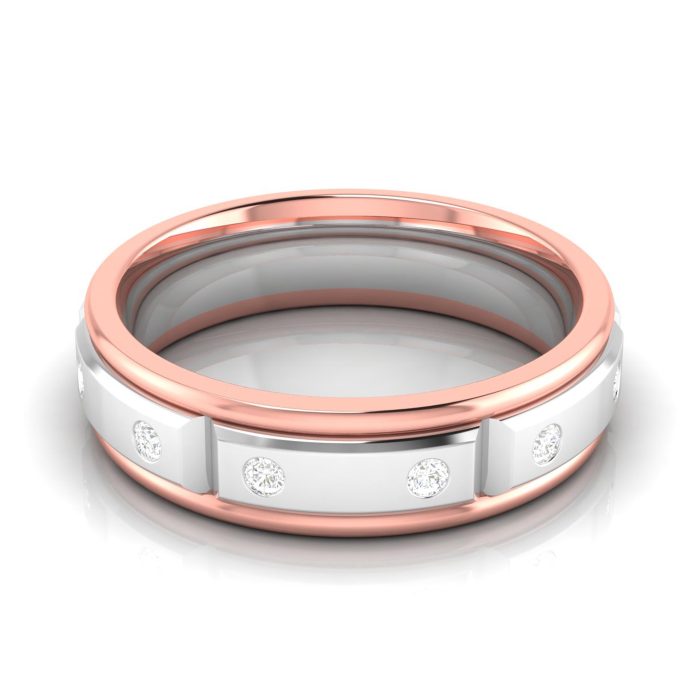 0.10 Ct Natural Diamond Engagement Wedding Band14k Two Tone Gold - Image 1